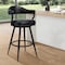 Armen Living Justin 30" Bar Height Swivel Vintage Black Faux Leather Bar Stool with Black Metal Legs LCJTBABLVB30 - alternate 3